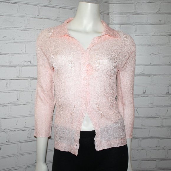 🌷📮 Once Again · Vintage Retro Pink Button-Down · Size Small - Picture 1 of 5